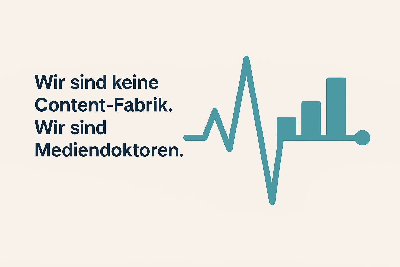 Mediendoktor: Wellenlinie wie ein Herzschlag, die in ein Diagramm übergeht.