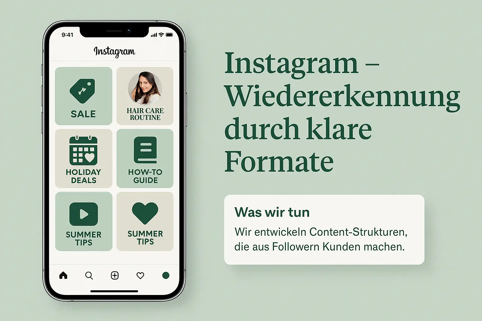 Instagram strategisch nutzen: wiedererkennbare Formate, klare Botschaften, konsistentes Design.