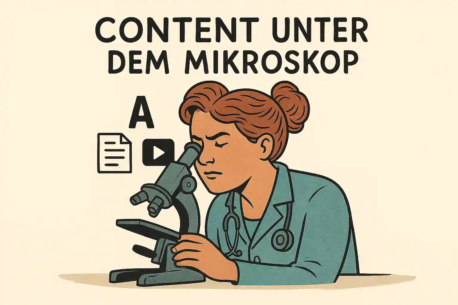 Symbolische Darstellung eines Textes unter dem Mikroskop mit semantischen Verbindungen und KI-Analysemuster